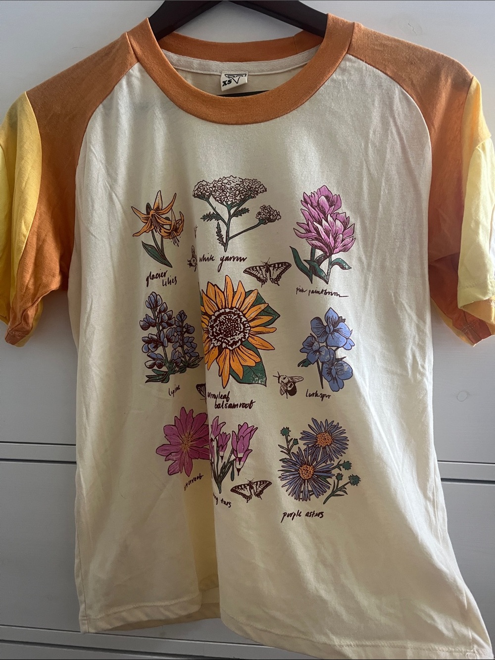 Rachel Pohl Art Camp Collection  Wildflower Raglan Tee - Yellow & Orange